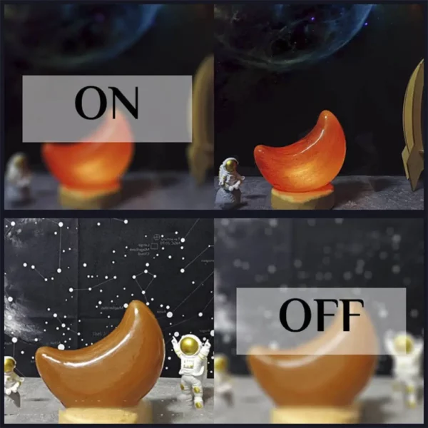 Orange Crescent Moon Lamp - Inviting Unlit Glass and Cozy Illumination